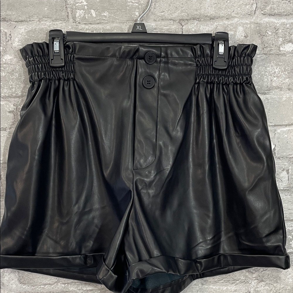 HYFVE Black Faux Leather Shorts
